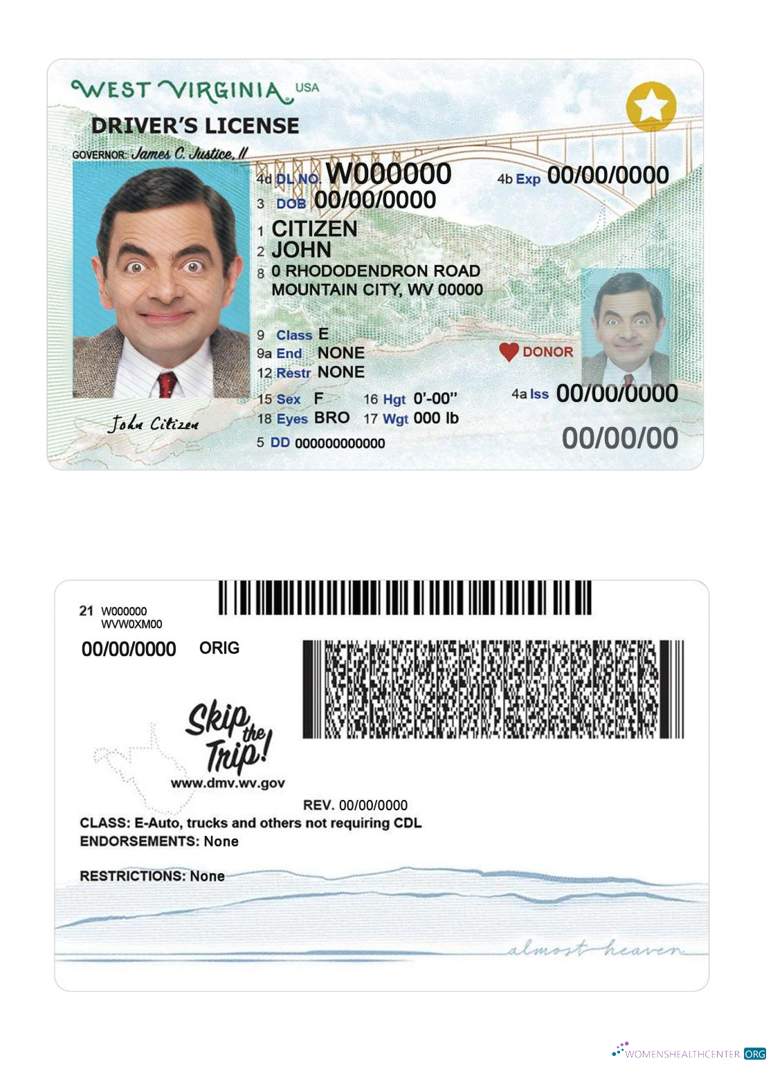 download USA West Virginia driving 2023 present license